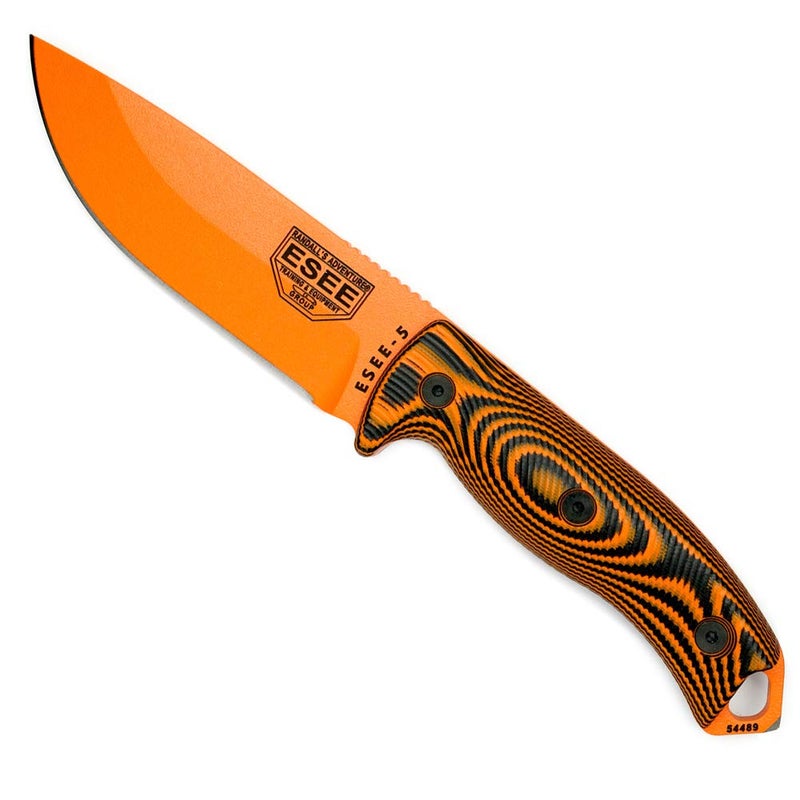 ESEE5 1095 Carbon Steel Black Kydex Sheath Orange Blade OrangeBlack G10 3D Handle