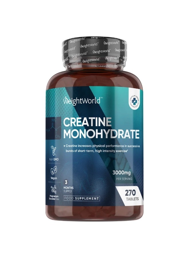 كرياتين مونوهيدرات 3000 ملغ – يدعم القوة وبناء العضلات وتسريع التعافي، 270 قرص، صنع في المملكة المتحدة - Image 1
