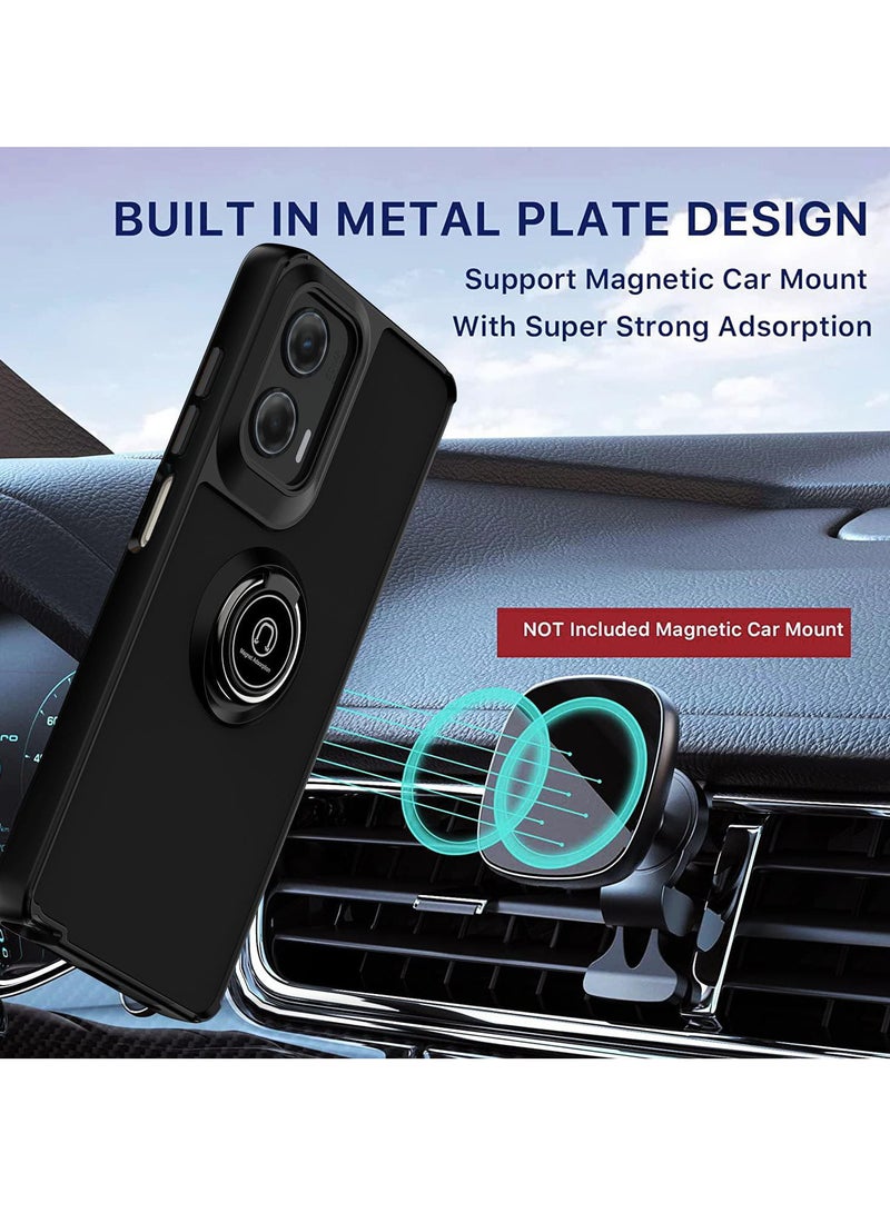 Motorola G24 4G / G04 4G / E14 4G / G04s 4G Case Cover, 360°Rotating Kickstand Ring + Support Magnetic Car Mount + Slim Thin PC&TPU Shockproof Mobile Phone Case