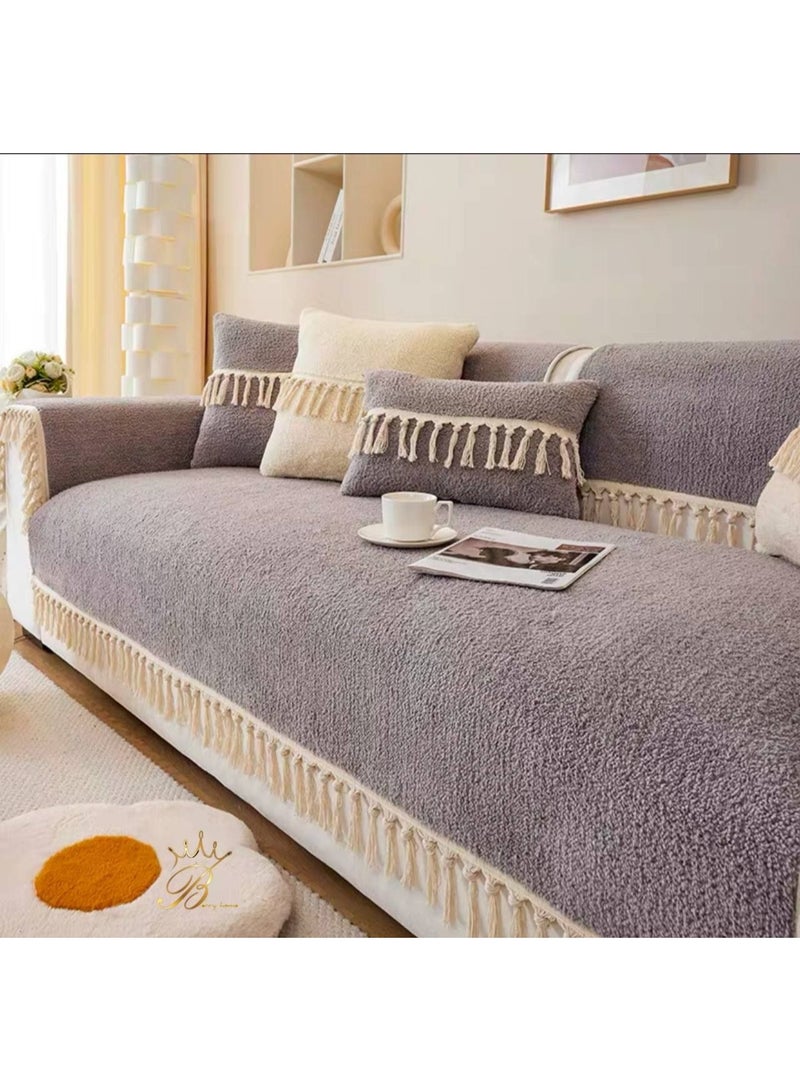 The Hekaya set is made of linen, a fabric that will last all year round, summer and winter.  It also features a decorative trim. 10-piece set: 1 large sofa (195 x 90 cm), 1 medium sofa (145 x 90 cm), 2 chairs (80 x 80 cm), 6 back cushions (45 x 45 cm) - Image 1