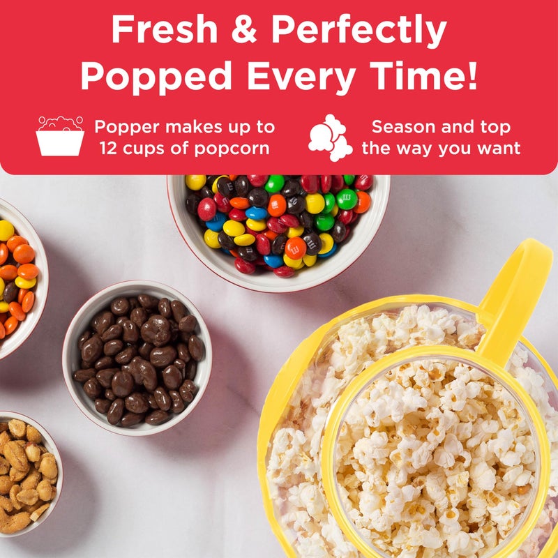 Ecolution Patented Micro-Pop Microwave Popcorn Popper with Temperature Safe Glass, 3-in-1 Lid Measures Kernels and Melts Butter, Made Without BPA, Dishwasher Safe, 3-Quart, Yellow - Image 3