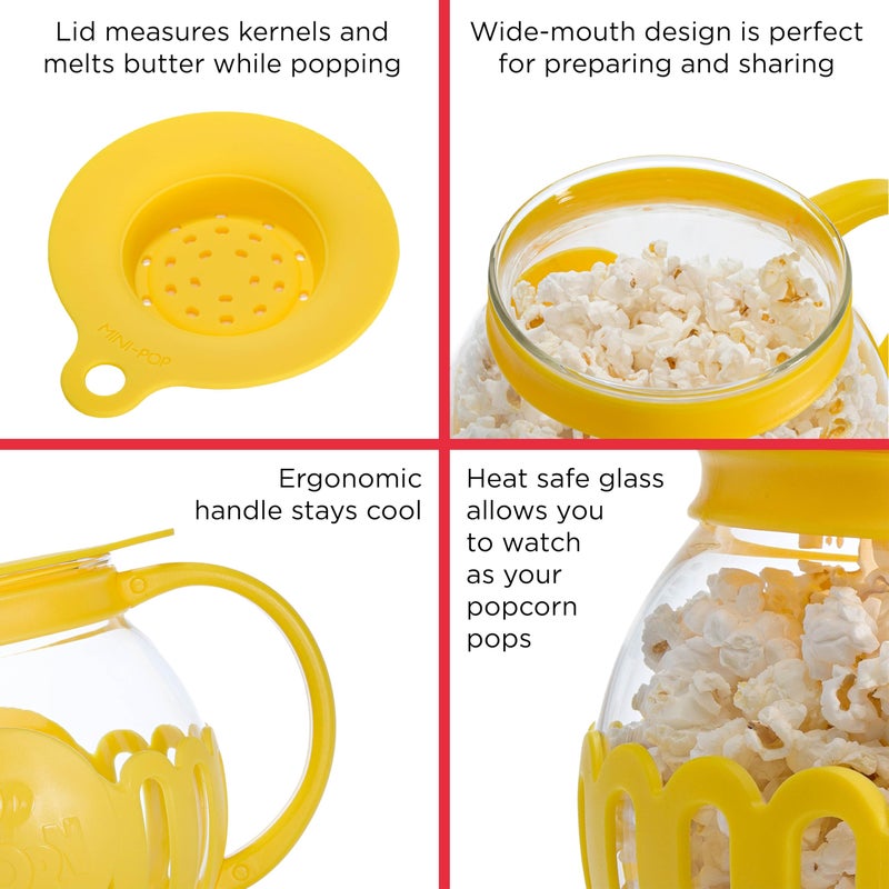 Ecolution Patented Micro-Pop Microwave Popcorn Popper with Temperature Safe Glass, 3-in-1 Lid Measures Kernels and Melts Butter, Made Without BPA, Dishwasher Safe, 3-Quart, Yellow - Image 5