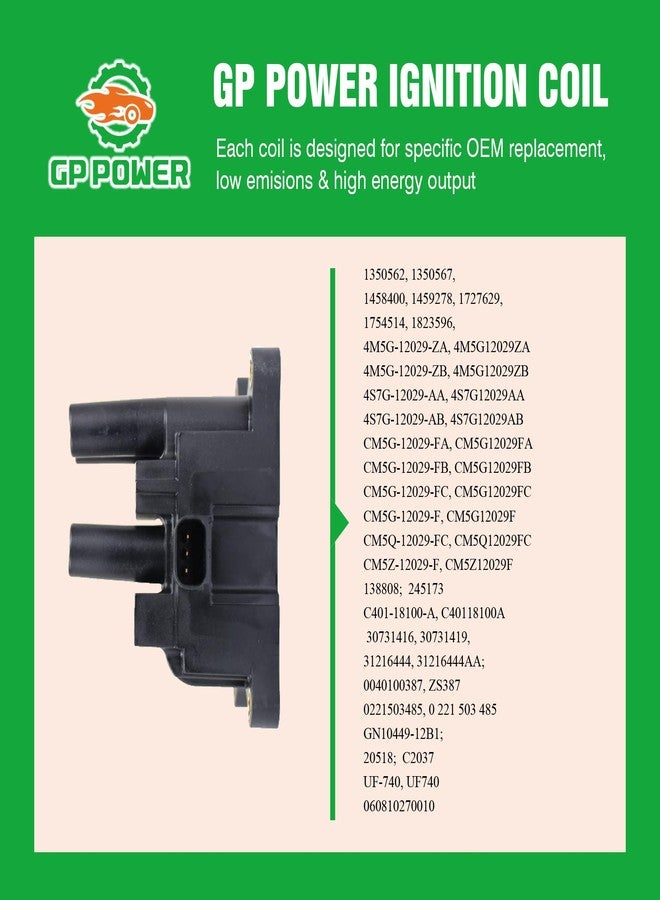 GP POWER Ignition Coil Pack Set of 1 Compatible With Ford Fiesta Figo 1.5 1.6 L4 Replacement For UF740 CM5G-12029-F - Image 5