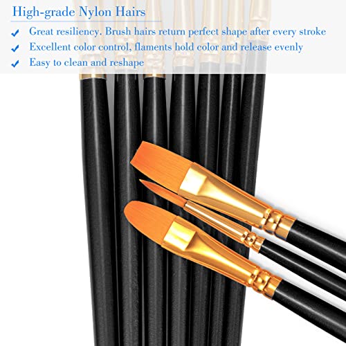 BOSOBO Paint Brushes Set, 10 Pieces Round Pointed Tip Paintbrushes Nylon Hair Artist Acrylic Paint Brushes for Acrylic Oil Watercolor, Face Nail Body Art, Miniature Detailing & Rock Painting, Black - Image 4