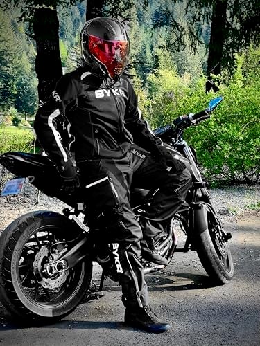 BYKR Motorcycle Pants for Men Women Armored Cordura Overpants Enduro ATV Dual Sports Motocross Cargo Touring Adventure Pant 32WX34L Black - Image 3