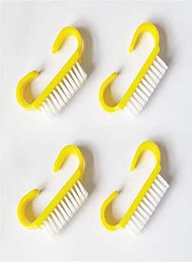 Artist Unknown مجموعة فرش الأظافر، عبوة من 4 قطع، فرشاة تنظيف وتقشير، فرش باديكير، جودة ممتازة وأداء عالي، مقبض بلاستيكي، تصميم مريح، ملمس ناعم. (أصفر)