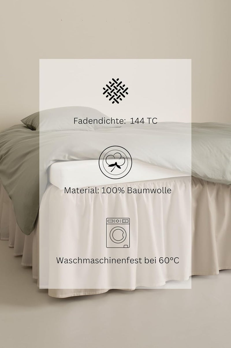 JOTEX Zack Valance Bed Skirt, 100% High-Quality Organic Cotton, Height 45 cm, Beige, 120 x 200 cm - Image 5
