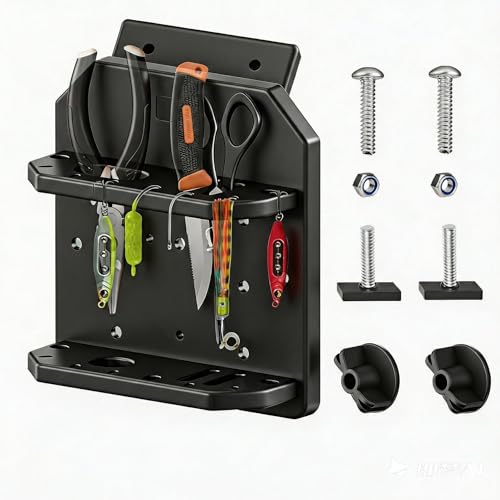 EDSRDPLT 45 Degree Boat Track System Tool Holder, Marine Tackle Rack Bait Lure Knife & Plier Rig Holder - Compatible for Versatrack/Lund Sport Track. - Image 1