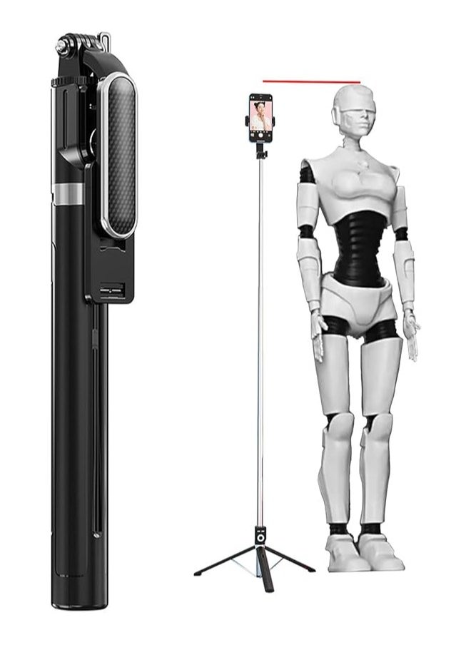 TYCOM - Selfie Stick, 170CM Extendable Selfie Stick Tripod with Bluetooth Wireless Remote Phone Holder (P87TC Black) - Image 1