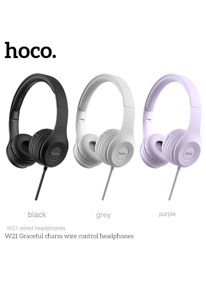 Hoco W21 Wired Over-Ear Headphones with Single-Key Music Control and Call Answering - Image 4