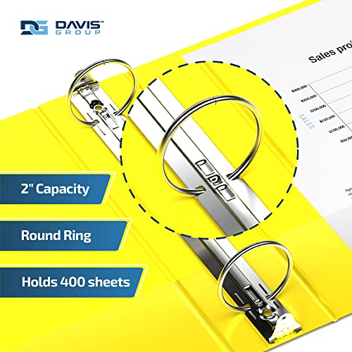 Davis Group Premium Economy 6-Pack 3-Ring Binders for School or Office, Round-Ring Binders, 2 Inch, Yellow - Image 2