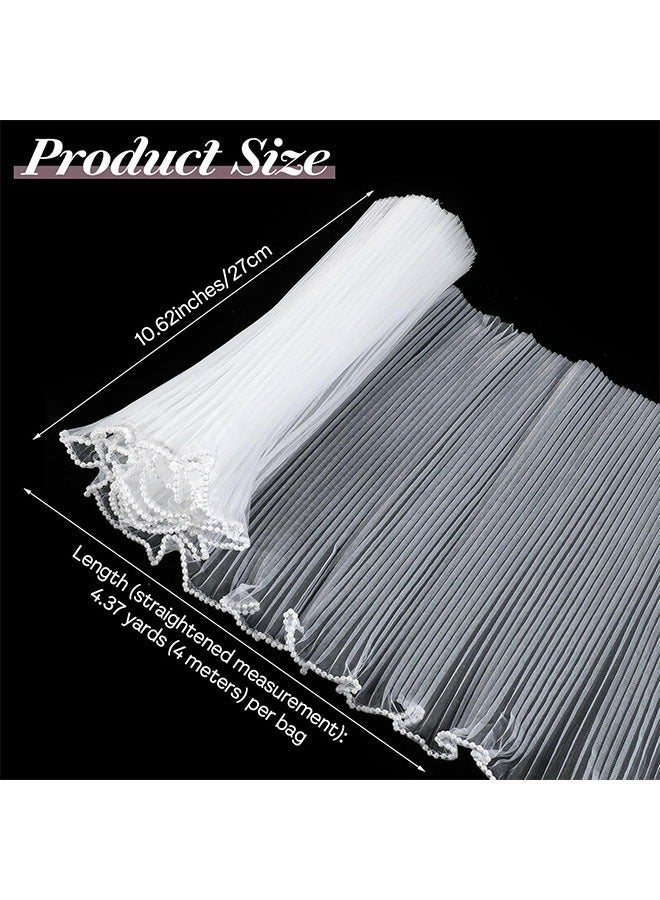 ZVEV ورق تغليف زهور شبكي لؤلؤي أبيض للباقات، ورق تغليف باقات مع حواف لؤلؤية مجعدة، ورق تغليف زهري شفاف مع نتوءات متموجة لعيد الحب ويوم الأم 4 ياردات - Image 3