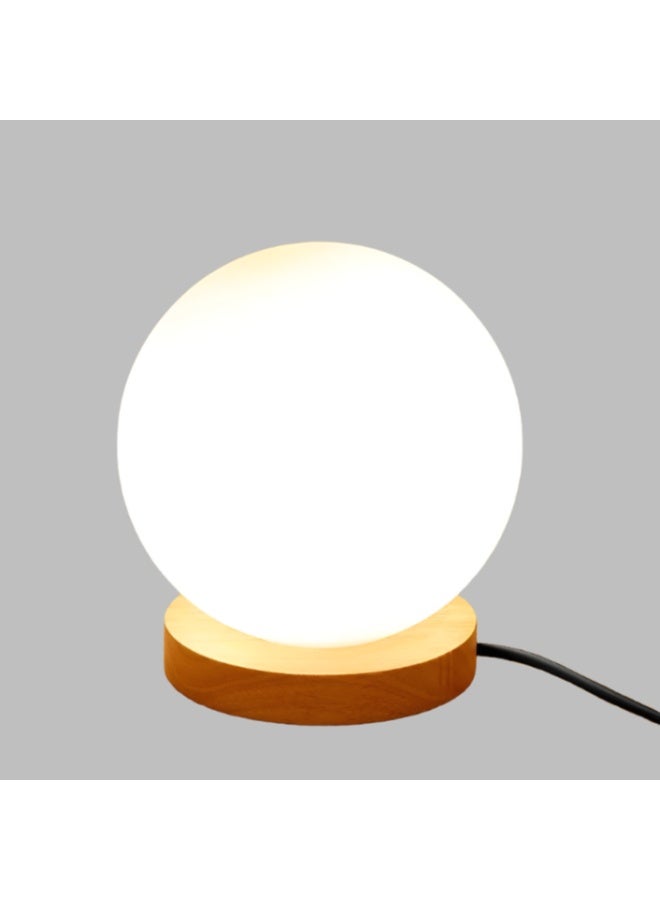 مصباح طاولة كروي بسيط - مصباح سرير عصري بغطاء كروي غير لامع - إضاءة محيطة ناعمة لغرفة النوم أو غرفة المعيشة أو المكتب أو الدراسة مقاس 20 سم - Image 1