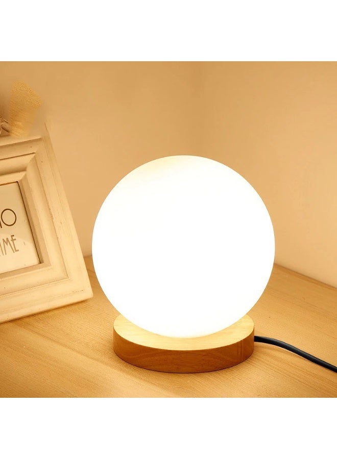 مصباح طاولة كروي بسيط - مصباح سرير عصري بغطاء كروي غير لامع - إضاءة محيطة ناعمة لغرفة النوم أو غرفة المعيشة أو المكتب أو الدراسة مقاس 20 سم - Image 3