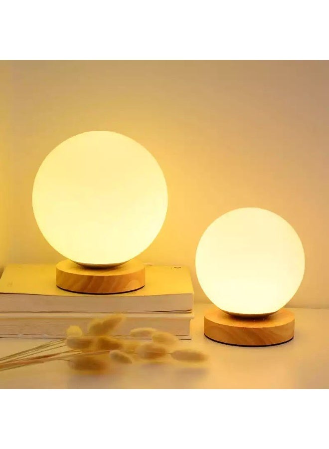 مصباح طاولة كروي بسيط - مصباح سرير عصري بغطاء كروي غير لامع - إضاءة محيطة ناعمة لغرفة النوم أو غرفة المعيشة أو المكتب أو الدراسة مقاس 20 سم - Image 4