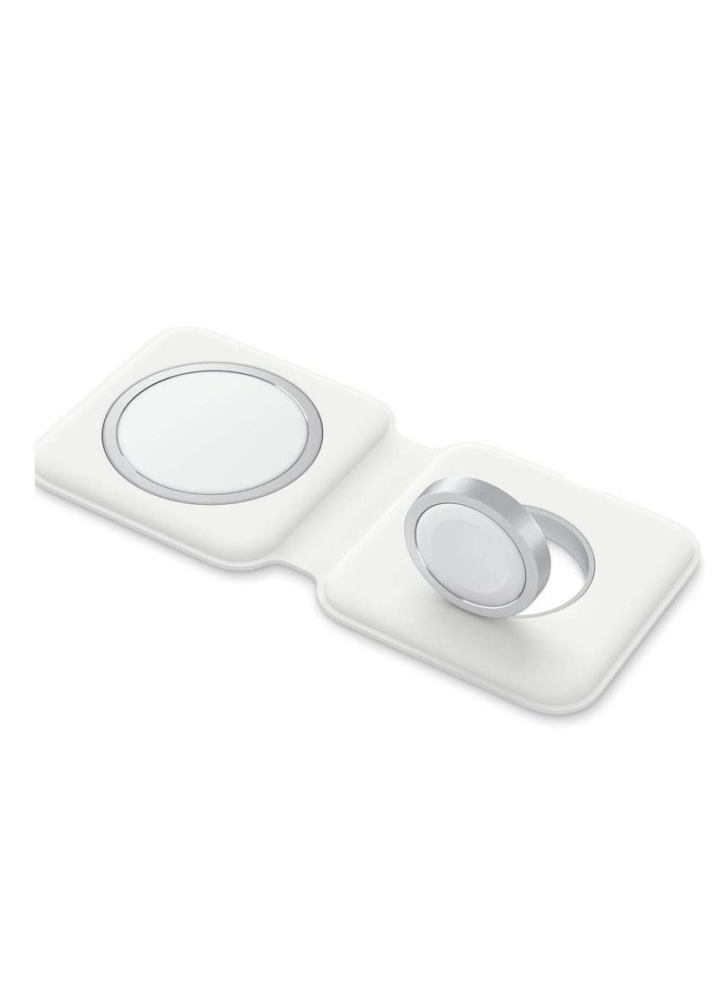 Foldable Magnetic Charging Dock Qi Wireless Magsafe Duo Charger 15W White
