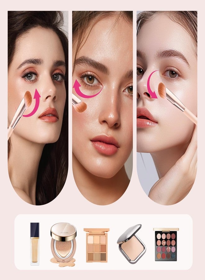 Brush Master D101 Precision Concealer Brush, Concealing Blending Setting Buffing, Under Eye Makeup Small Angled Precision Face Blending Brush, Pink - Image 5
