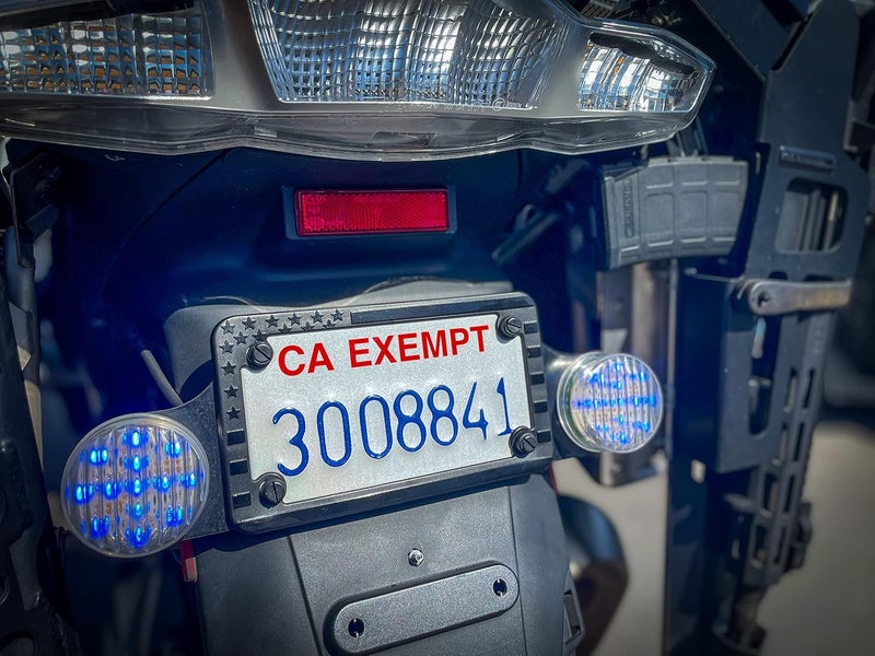 Tactilian Motorcycle American Flag License Plate Frame - Subdued 3D Embossed USA Flag in Gloss on Matte Black Finish - Image 3