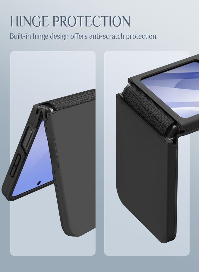Caka Galaxy Z Flip 6 Case, Samsung Flip 6 Case, Hinge Protection Screen Protector Shockproof Wireless Charging for Samsung Galaxy Z Flip 6 2024 Black - Image 5