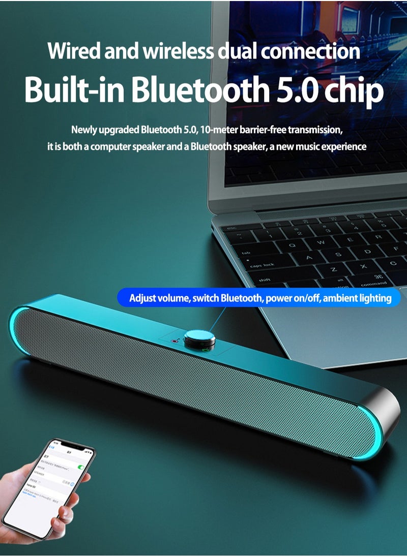 SADA - Wired Computer SpeakerStereo Subwoofer Powerful Music Player Bass Surround Sound Box 3.5mm Audio USB versio speaker with light ﻿ - Image 1