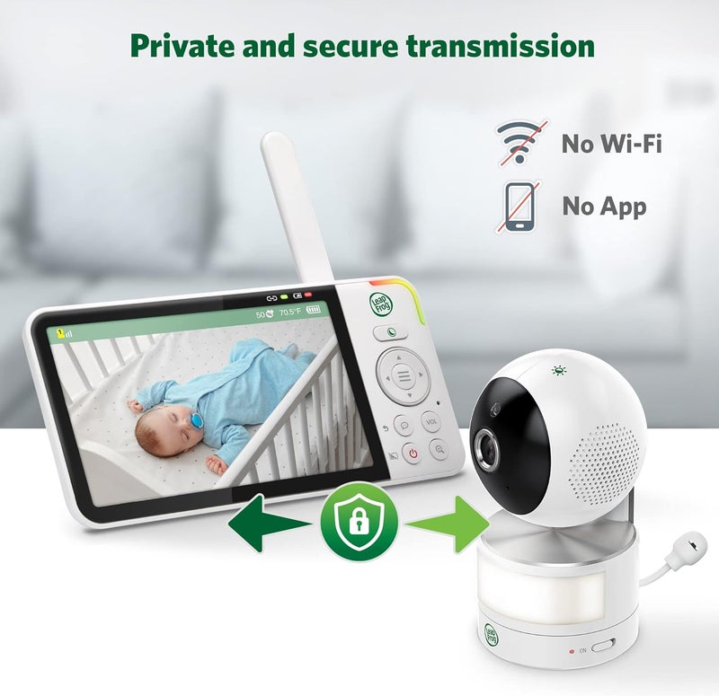 LeapFrog LF915HD Video Baby Monitor – 5" 720p HD Display with 360° Pan & Tilt, 8X Zoom, Color Night Vision, Night Light, Two-Way Talk & Smart Temperature Sensors - Image 5