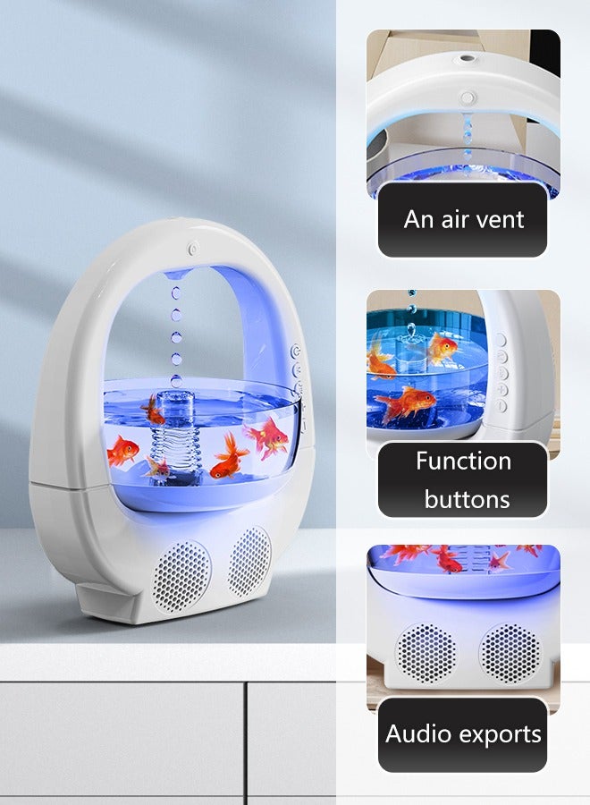 Anti-Gravity 4 in1Humidifier with Fish Tank, Cool Mist Humidifier with 7 Colors Night Light and Bluetooth Speaker, Auto Shut-Off, for Home Office Bedroom, white  - Image 2