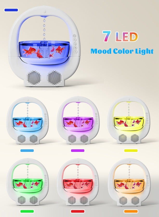 Anti-Gravity 4 in1Humidifier with Fish Tank, Cool Mist Humidifier with 7 Colors Night Light and Bluetooth Speaker, Auto Shut-Off, for Home Office Bedroom, white  - Image 3