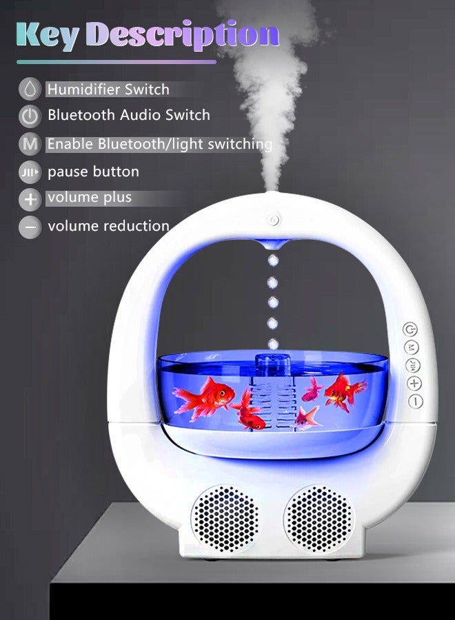 Anti-Gravity 4 in1Humidifier with Fish Tank, Cool Mist Humidifier with 7 Colors Night Light and Bluetooth Speaker, Auto Shut-Off, for Home Office Bedroom, white  - Image 4