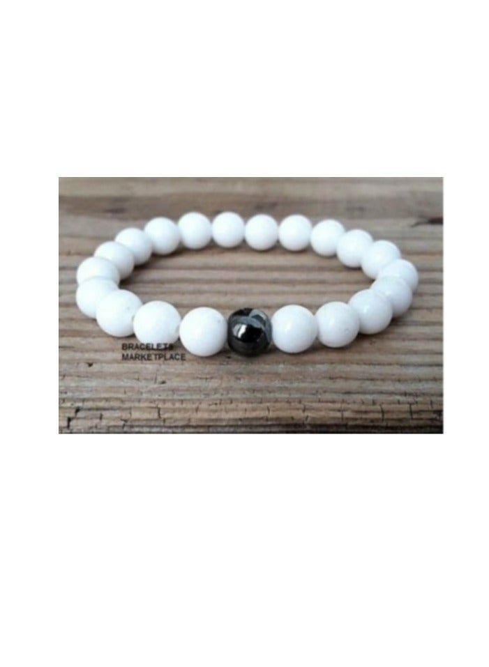 RA accessories Unisex Bracelet Of Off-White & Black Onyx - Image 1