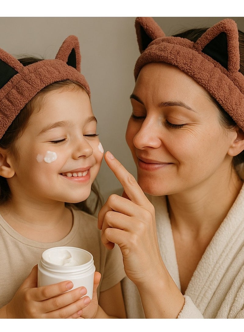 توكة شعر ودان قطة فرو ناعم –أستايل كيوت للبنات-بني  محمر - Image 1