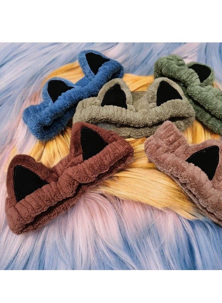 توكة شعر ودان قطة فرو ناعم –أستايل كيوت للبنات-بني  محمر - Image 2