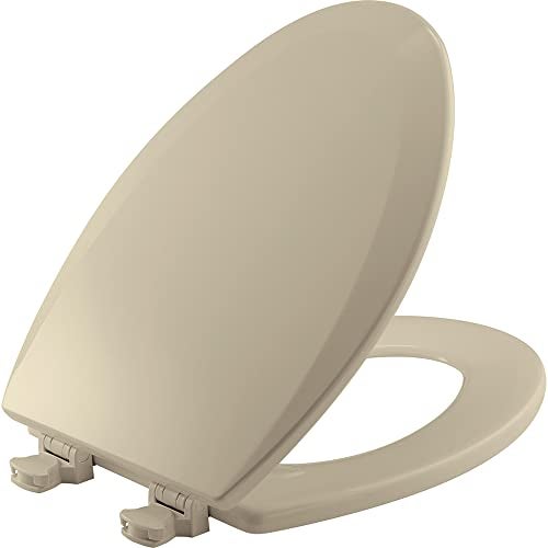 Bemis 1500EC 006 Toilet Seat with Easy Clean & Change Hinges, Elongated, Durable Enameled Wood, Bone, 1 Pack - Image 1