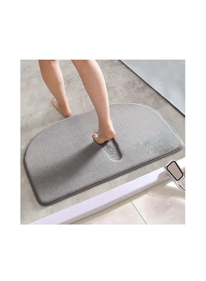 إيروريكس سجادة حمام من إسفنج الذاكرة ناعمة وصغيرة وسميكة وشبه دائرية غير قابلة للانزلاق وسجاد حمام فائق الامتصاص للماء ويمكن غسله في الغسالة وسجادة حمام للأرضية 17 بوصة × 24 بوصة - Image 1