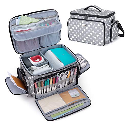 LUXJA Carrying Case Compatible with Cricut Joy and Easy Press Mini, Carrying Bag with Supplies Storage Sections, Polka Dots - Image 1