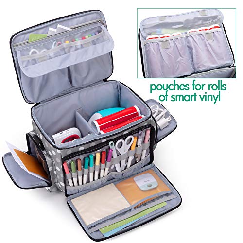 LUXJA Carrying Case Compatible with Cricut Joy and Easy Press Mini, Carrying Bag with Supplies Storage Sections, Polka Dots - Image 3