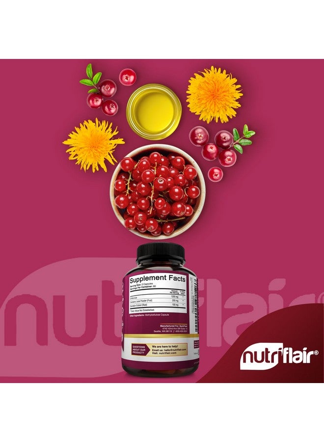 NutriFlair D-Mannose 1500mg, 120 Capsules - with Cranberry and Dandelion Extract - Natural Urinary Tract Health UTI Support - Best D Mannose Powder - Flush Impurities, Detox Body, for Women and Men - Image 2