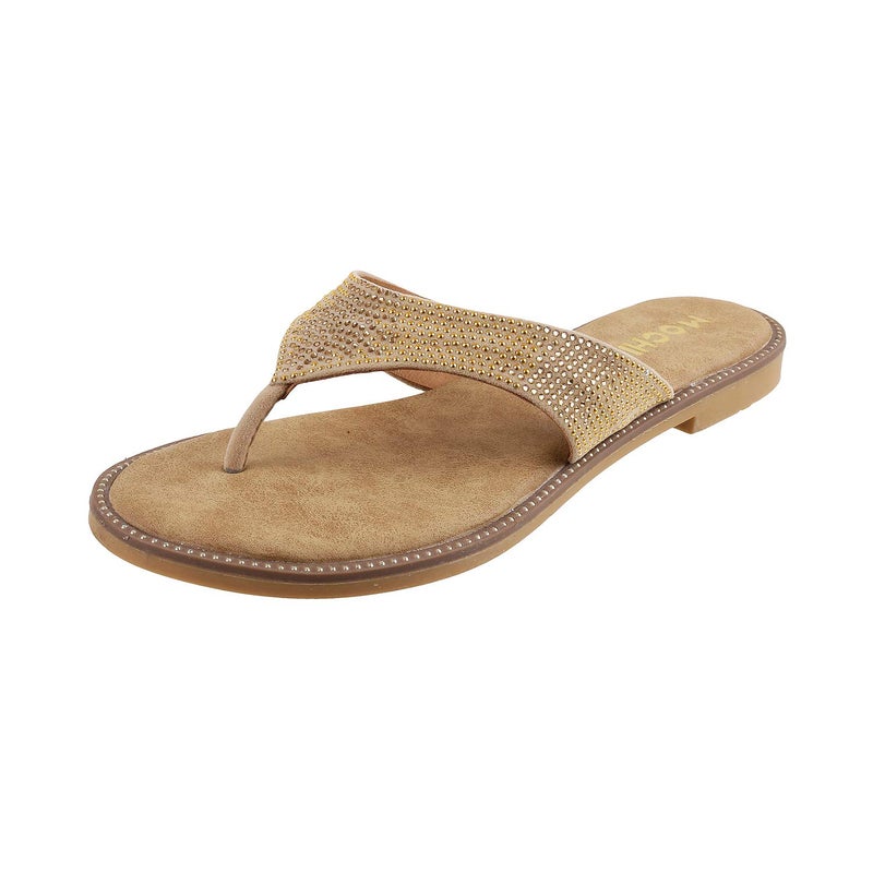 Mochi Womens Synthetic Beige Slippers (Size (6 UK (39 EU)) - Image 5