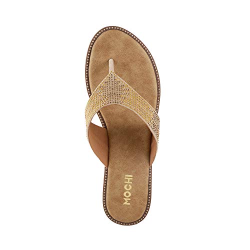 Mochi Womens Synthetic Beige Slippers (Size (6 UK (39 EU)) - Image 4