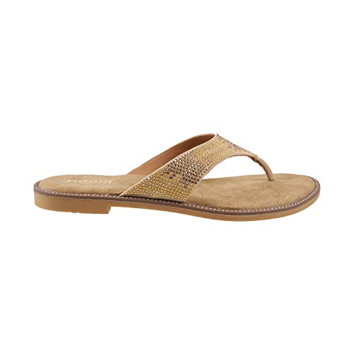 Mochi Womens Synthetic Beige Slippers (Size (6 UK (39 EU)) - Image 2