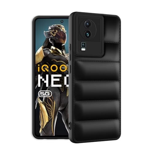 Plus Puffer Case Camera Protection Soft Back Cover for iQOO Neo 7 | iQOO Neo 7 Pro 5G - Black - Image 2