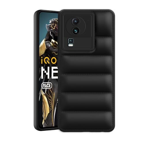 Plus Puffer Case Camera Protection Soft Back Cover for iQOO Neo 7 | iQOO Neo 7 Pro 5G - Black - Image 1