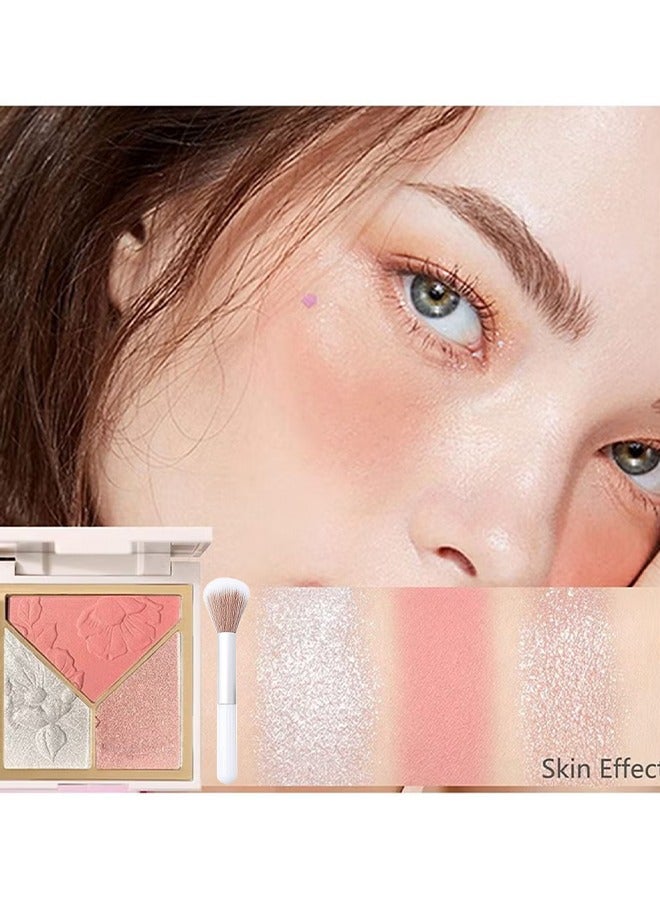 Light And Shadow Artist Faceplate-Highlight+Blush+Contour 3 in 1 for Women Natural Look Long-Lasting Sweat-Resistant Radiant Finish,Silky Shimmery