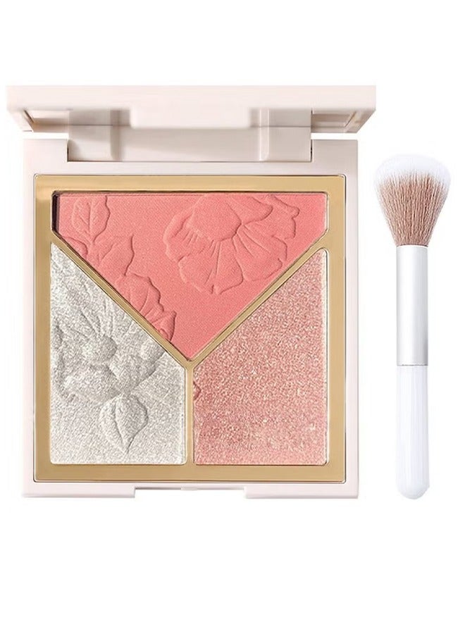 YOUNG VISION Light And Shadow Artist Faceplate-Highlight+Blush+Contour 3 in 1 for Women Natural Look Long-Lasting Sweat-Resistant Radiant Finish,Silky Shimmery - Image 5