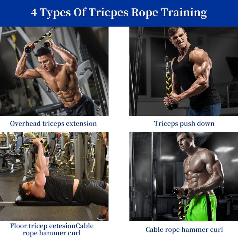 Awefrank Deluxe Tricep Rope Pull Down Cable, 27 & 36 Inch Rope Length, Easy to Grip & Non-Slip Cable Attachment for Gym Workout Exercise - Image 5