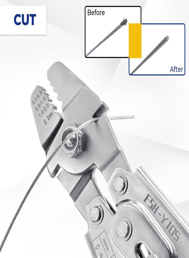XOOL Wire Rope Crimping Tool with Built-in Cutter, Hand Swaging Tool with 66FT/20M 1/16'' Wire, 200PCS Aluminum Double Barrel Ferrule Crimping Loop Sleeve and 12PCS Stainless Steel Thimble - Image 4