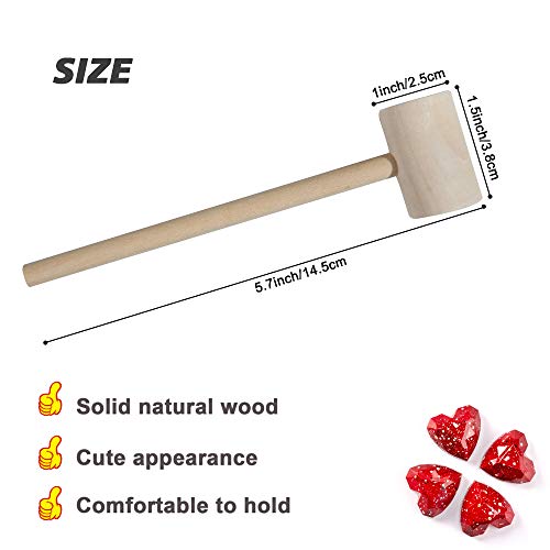 MGTECH 18 Pcs Mini Wooden Hammers Toy for Kids, Natural Wood Breakable Heart Hammers for Chocolate - Image 2