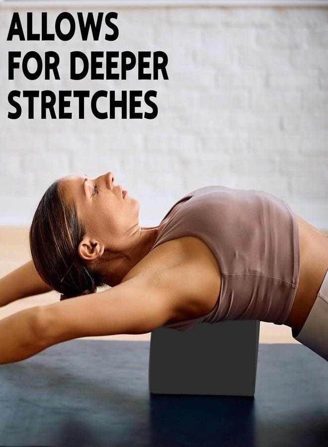 UROCK Yoga Block - Supportive Latex-Free EVA Foam with Soft Non-Slip Surface and Beveled Edges for Pilates, Meditation, Stability, Balance, and Deeper Stretches (Black-2pc+Yoga Belt-1pc-Black) - Image 4
