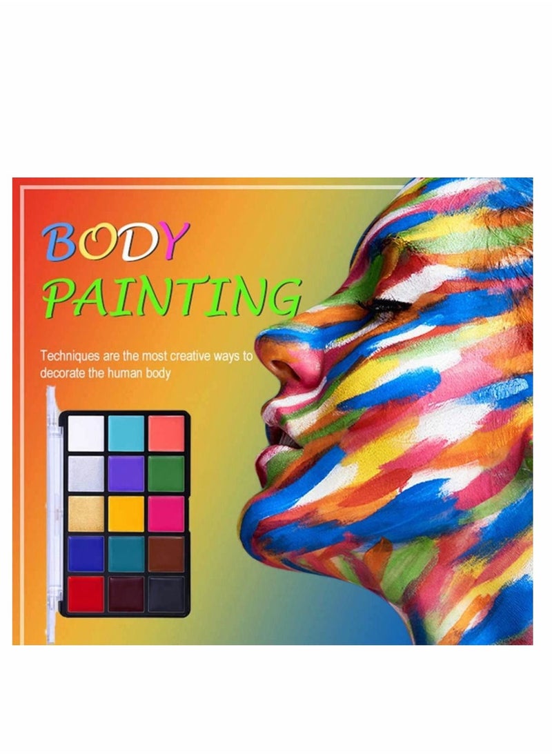 Excefore 15 Color face painting kits for kids Palette Long-lasting Waterproof No Stimulation Oiliness Facial Paint Cream  - Image 2