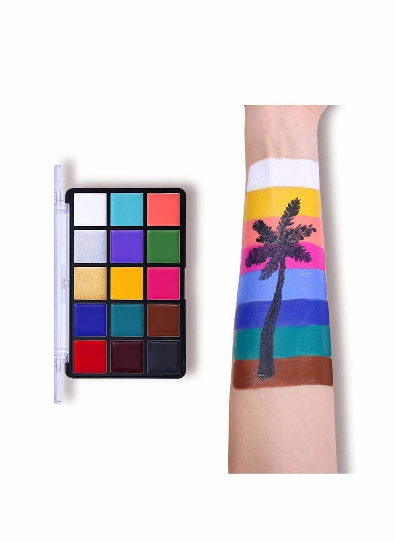 Excefore 15 Color face painting kits for kids Palette Long-lasting Waterproof No Stimulation Oiliness Facial Paint Cream  - Image 3