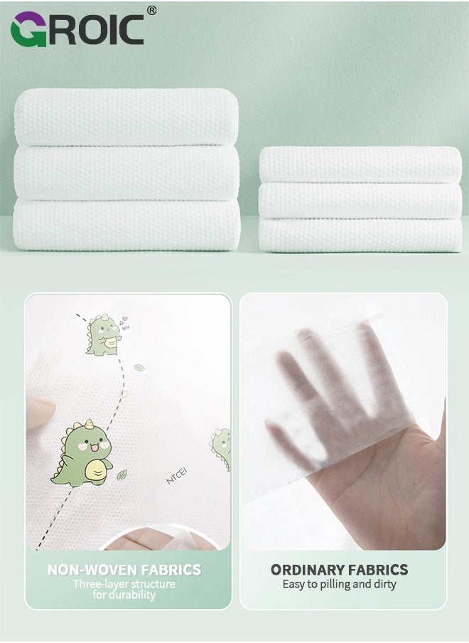 GROIC 5Pcs Large Compressed Bath Towel,Cartoon Dinosaur Disposable Cotton Bath Towels, Portable Light and Reusable Compressed Towel,Premium Disposable Towel for Hotel Camping Sports Hiking  - Image 2